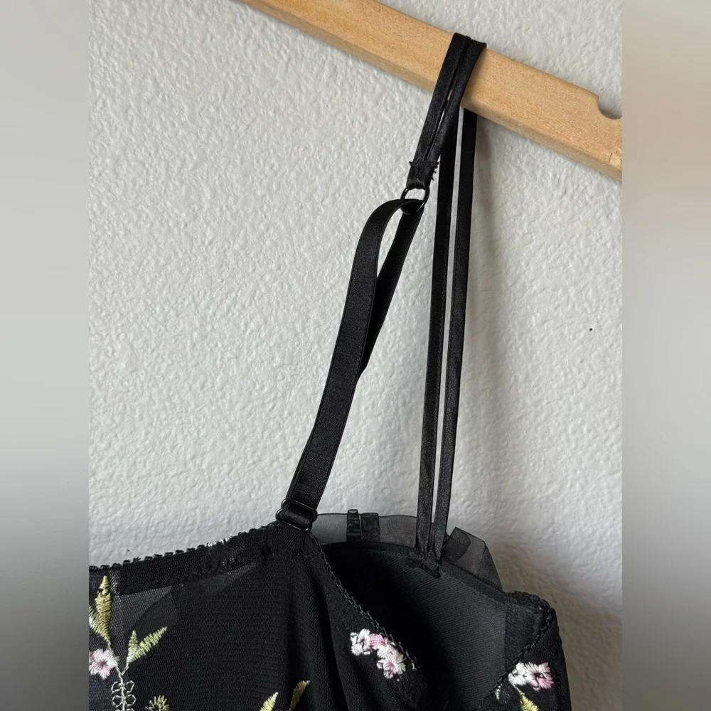 Hillard & Hanson Floral Bustier Slip Dress Black Pink Women’s Size Large Y2K - Picture 6 of 6